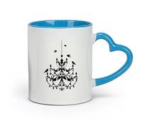 DEBINGY Ceramics Large Mugs for Hot Drinks Kitchen with Flying Bird Pendant Lamp （11oz/320ml） Ceramic Coffee Mug for Cappuccino Tea, Milk, Blue