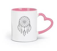 DEBINGY Ceramics Large Tea Coffee and Hot Chocolate Cups a Dream Catcher Made of neon ed （11oz/320ml） Nice Xmas Gift Pink