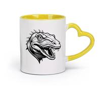 DEBINGY Ceramics Mug - Ceramic a Dinosaur Head with Sharp Teeth and Design （11oz/320ml） Coffee, Tea, Latte, Milk, Cocoa, Juice and Other Hot Drinks Yellow