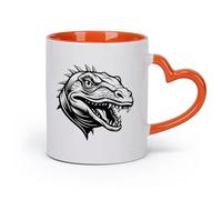 DEBINGY Ceramics Mug - Ceramic a Dinosaur Head with Sharp Teeth and Design （11oz/320ml） Coffee, Tea, Latte, Milk, Cocoa, Juice and Other Hot Drinks Orange