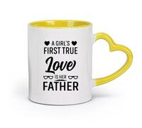 DEBINGY Ceramics Mug - Ceramic a Girl First True Love is her Father Father Quote Typography （11oz/320ml） for Office, Home Yellow