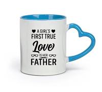 DEBINGY Ceramics Mug - Ceramic a Girl First True Love is her Father Father Quote Typography （11oz/320ml） for Office, Home Blue