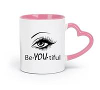 DEBINGY Ceramics Mug - Ceramic Be Your Beautiful Words Beauty Salon Eyelashes Beautiful Quotes （11oz/320ml） Dishwasher Safe Pink