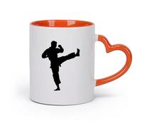 DEBINGY Ceramics Mug - Ceramic Silhouette tae Kwon do or Karate kick Full Body only （11oz/320ml） Ideal for Home & Office Use Orange