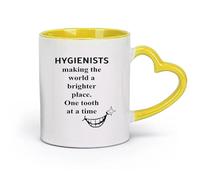 DEBINGY Ceramics Mug, Coffee/Tea Cup Dental Clinic Citation: Hygienists Making The World A Better Place One Tooth At A Time （11oz/320ml） for Home and Office Yellow