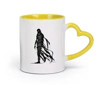 DEBINGY Ceramics Mug, Coffee/Tea Cup Silhouette Mummy Walking the Egypt Mythical Creature only （11oz/320ml） Restaurant, Office Yellow