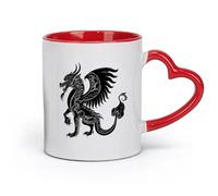 DEBINGY Ceramics Mug, Coffee/Tea Cup Silhouette xiezhi or haetae the Mythical Creature Ancient Beast only （11oz/320ml） Nice Xmas Gift Red