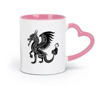 DEBINGY Ceramics Mug, Coffee/Tea Cup Silhouette xiezhi or haetae the Mythical Creature Ancient Beast only （11oz/320ml） Nice Xmas Gift Pink