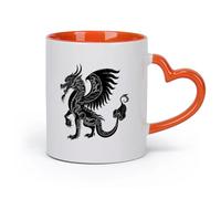 DEBINGY Ceramics Mug, Coffee/Tea Cup Silhouette xiezhi or haetae the Mythical Creature Ancient Beast only （11oz/320ml） Nice Xmas Gift Orange