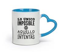 DEBINGY Ceramics Mug, Coffee/Tea Cup Spanish is The Only Impossible You Try Motivational Quotes Life （11oz/320ml） for Home or Work Blue
