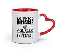 DEBINGY Ceramics Mug, Coffee/Tea Cup Spanish is The Only Impossible You Try Motivational Quotes Life （11oz/320ml） for Home or Work Red