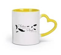 DEBINGY Ceramics Mug, Coffee/Tea Cup When an Angel Approaches, The Feathers Will Show A Quote Feather Pattern （11oz/320ml） for Home or Work Yellow