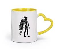 DEBINGY Ceramics Novelty Ceramic Cup Silhouette Pharaoh the Egypt Mythical Creature only （11oz/320ml） for Office, Home Yellow