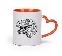 DEBINGY Ceramics Personalised Mugs a Dinosaur Head with a Sharp Teeth and Outline （11oz/320ml） Cappuccino, Latte Macchiato, Tea, Espresso Orange