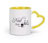 DEBINGY Ceramics Personalised Mugs Nail Salon Logo Manicure Nail Polish Nail Salon Beauty Studio （11oz/320ml） Dishwasher Safe Yellow