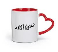 DEBINGY Ceramics Porcelain Coffee Mugs Football Human Evolution Soccer Sport Boy （11oz/320ml） Office, Home, Café, Dishwasher & Microwave Safe Red