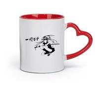 DEBINGY Ceramics Porcelain Coffee Mugs Samurai Girl Japanese Sword Anime （11oz/320ml） Humorous Gift for Coffee Lovers, Work Besties, Coworkers & Friends Red