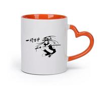 DEBINGY Ceramics Porcelain Coffee Mugs Samurai Girl Japanese Sword Anime （11oz/320ml） Humorous Gift for Coffee Lovers, Work Besties, Coworkers & Friends Orange