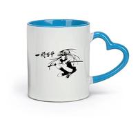 DEBINGY Ceramics Porcelain Coffee Mugs Samurai Girl Japanese Sword Anime （11oz/320ml） Humorous Gift for Coffee Lovers, Work Besties, Coworkers & Friends Blue