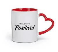 DEBINGY Ceramics Porcelain Coffee Mugs Think Action Positive Work Motivation （11oz/320ml） Coffee, Tea, Latte, Milk, Cocoa, Juice and Other Hot Drinks Red