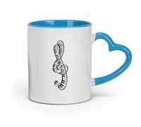 DEBINGY Ceramics Porcelain Cups Musical Notes Treble Clef Piano Keys Musical Notes Wave Music Recording Studio （11oz/320ml） and Microwave-Safe Blue