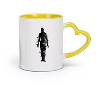 DEBINGY Ceramics Porcelain Cups Silhouette Mummy the Egypt Mythical Creature only （11oz/320ml） Office, Home, Café, Dishwasher & Microwave Safe Yellow