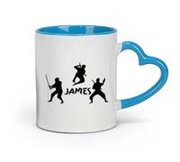 DEBINGY Ceramics Porcelain Latte Tea Cup Ninja Warrior Ninja Warrior Karate Boy's （11oz/320ml） Great for Home, Office, Cafes, Gift Ideas Blue