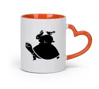 DEBINGY Ceramics Stoneware Coffee Mugs with Handle Animals Turtle Rabbit Bird （11oz/320ml） for Coffee, Soup, Tea, Milk, Latte, hot Cocoa, Ladies, Men Orange