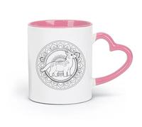 DEBINGY Ceramics Stoneware Cups for Coffee, Tea, a with a Dog in the Middle （11oz/320ml） for Coffee, Soup, Tea, Milk, Latte, hot Cocoa, Ladies, Men Pink