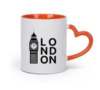DEBINGY Ceramics Stoneware Cups for Coffee, Tea, Big Ben England Northern Europe （11oz/320ml） Office, Home, Café, Dishwasher & Microwave Safe Orange