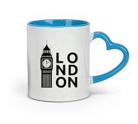 DEBINGY Ceramics Stoneware Cups for Coffee, Tea, Big Ben England Northern Europe （11oz/320ml） Office, Home, Café, Dishwasher & Microwave Safe Blue