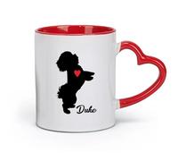 DEBINGY Ceramics Tea and Coffee Cups Bichon Frise Pet Dog with Red Heart for Your Dog （11oz/320ml） Café or Restaurant Use Red