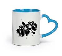 DEBINGY Ceramics Tea and Coffee Cups Doodle Video Game Controller Joy Playroom Gaming Zone Gamer Gamepad （11oz/320ml） Nice Xmas Gift Blue