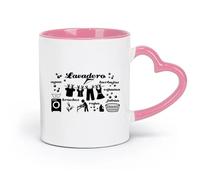 DEBINGY Ceramics Tea and Coffee Cups Laundry Spanish Words Laundry Wash Dry Lavadero Water Cloth Foam （11oz/320ml） Dishwasher Safe Pink