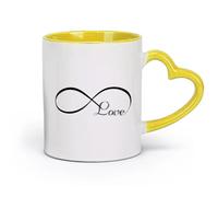 DEBINGY Ceramics Tea, Coffee and Hot Chocolate Cups Infinite Romantic Love Quotes （11oz/320ml） Ceramic Coffee Mug for Cappuccino Tea, Milk, Yellow