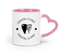 DEBINGY Ceramics Tea Cup Dental Clinic Dentist Logo Tooth Logo Stomatology （11oz/320ml） Humorous Gift for Coffee Lovers, Work Besties, Coworkers & Friends Pink