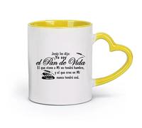 DEBINGY Ceramics Tea Cup Spanish John 6:35 Bible Verses Kitchen I Am The Bread of Life Christian Jesus （11oz/320ml） Dishwasher Safe Yellow