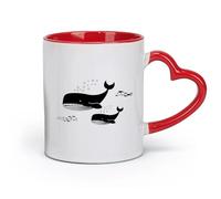 DEBINGY Ceramics Tea Cup Whale Ocean Fish Bathroom Underwater Animal Whale Sailing （11oz/320ml） Ceramic Coffee Mugs for Home or Work Red