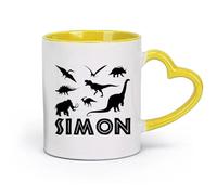 DEBINGY Ceramics White Ceramic Coffee Mugs Dinosaur World Boy Various Dinosaurs （11oz/320ml） Stylish & Durable - Microwave & Dishwasher Safe Yellow