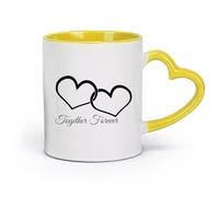 DEBINGY Ceramics White Ceramic Coffee Mugs Together Forever Master Room Love Romance （11oz/320ml） Dishwasher and Microwave Safe Yellow