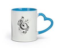DEBINGY Ceramics White Mugs Treble Clef Musical Notes Music Recording Studio （11oz/320ml） for Coffee, Soup, Tea, Milk, Latte, hot Cocoa, Ladies, Men Blue