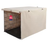Deblue Dog Crate Cover, Durable Polyester Indoor Pet Kennel Cover | Fit for 1 2 Doors Standard Wire Cage 42.0"L x 28.0"W x 30.0"H Tan