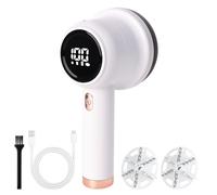 Debobbler Remover for Clothes, Portable Lint Remover Rechargeable USB, Electric Fabric Shaver Clothes Debobbler With LCD Display, 3 Adjustable Power Levels 6-Leaf Blade,White