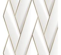 Debona Armando Herringbone Geometric Metallic Vinyl Wallpaper White/Gold 2120