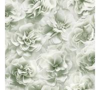 Debona Bloom Sage Green Wallpaper Floral Rose Glamorous Stylish Feature Wall