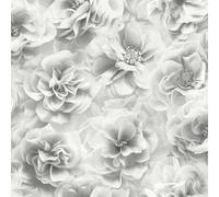 Debona Bloom Silver Wallpaper Floral Rose Glamorous Stylish Feature Wall