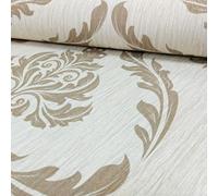 Debona Crystal Floral Leaf Damask Pattern Wallpaper Glitter Motif Textured Roll[IVORY GOLD 9030]