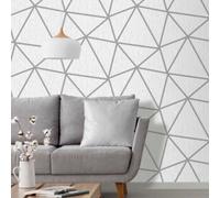 Debona Crystal White & Silver Geometric Glitter Wallpaper 9035