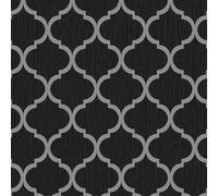 Debona Geo Wallpaper Metallic Smooth Textured Apex Triangles Trellis Diamonds - Black