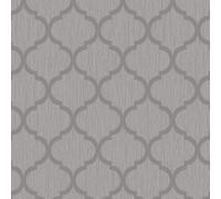 Debona Geo Wallpaper Metallic Smooth Textured Apex Triangles Trellis Diamonds - Silver